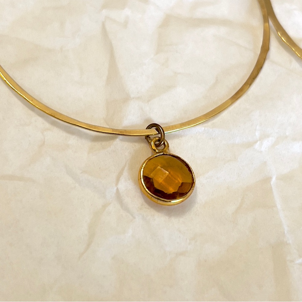 Gold Citrine Circular Earrings. Statement Earring… - image 4